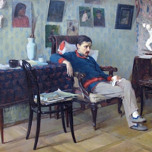 Aleksey Mikhailovich Korin - Sick Artist (1892) - Rolled Oil Painting Museum Quality Reproduction (D4060)