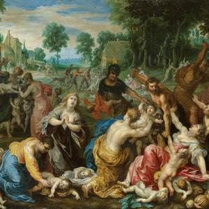 Hendrik van Balen & Jan Breughel (1601-1678) the Younger - Massacre, Museum Quality Rolled Oil Painting Reproduction (D4560)