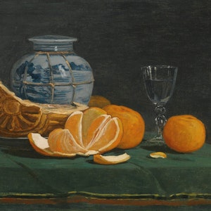 Eugene Boudin - Still Life with an Opened Orange c.1853-56 Museum Quality Rolled Oil Painting Reproduction (D4560)
