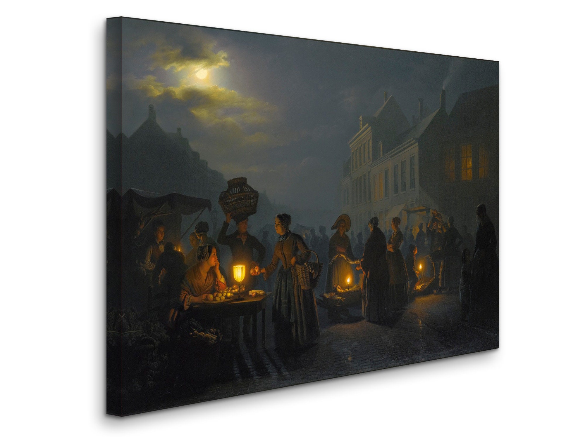 Petrus Van Schendel (1806-1870)- A Market at Dusk, Museum Quality