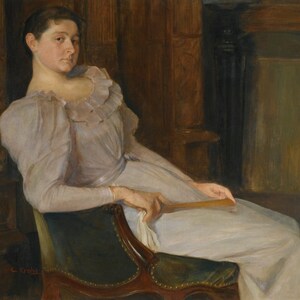 Christian Krohg (1852 - 1925) - Girl in White, Museum Quality Rolled Oil Painting Reproduction (D5060)