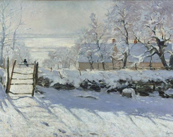 Claude Monet, The Magpie 1868, Museum Quality Rolled Oil Painting Reproduction (D4060)
