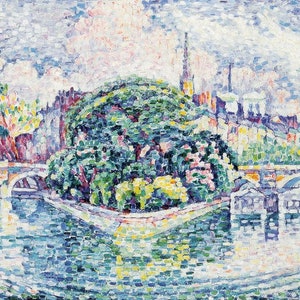 Paul Signac - The Garden of Vert-Galant c1928 Museum Quality Rolled Oil Painting Reproduction (D2060)