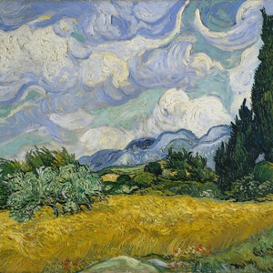 Vincent van Gogh - Weizenfeld mit Zypressen 1889 Reproduktion gerollter Ölgemälde (D4560)