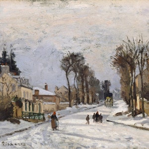 Camille Pissarro - El camino a Versalles, Louveciennes, 1869, reproducción de pintura al óleo de calidad de museo (D5060)