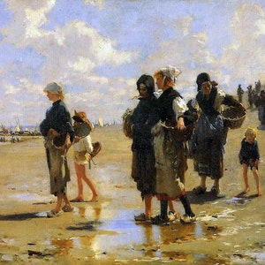 John Singer Sargent - The Oyster Gatherers Of Cancale (1878) Museum Quality Rolled Oil Painting Reproduction (D4060)