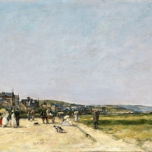 Eugène Boudin - Deauville, the Terrace 1882 Museum Quality Rolled Oil Painting Reproduction (D3560)