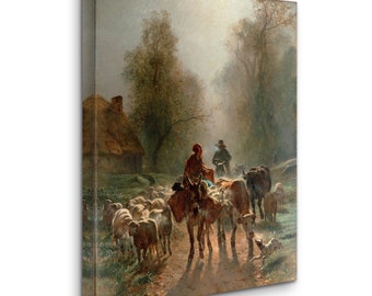 コンスタン・トロワイヨン - 市場へ向かう途中 (1859) 手描き美術館