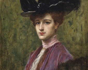 アドリアン アンリ タヌー - 黒い帽子をかぶった優雅な女性 (1900