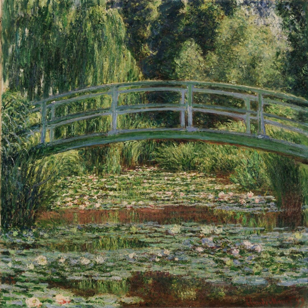 クロード・モネ：日本の歩道橋と睡蓮の池 1899年 手描き美術館品質の