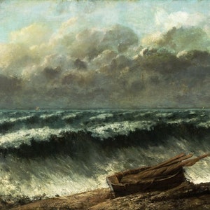 Gustave Courbet - Waves 1869 Museum Quality Rolled Oil Painting Reproduction (D3060)