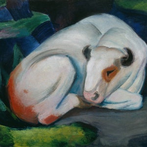 Franz Marc : White Bull (1911) Museum Quality Rolled Oil Painting Reproduction (D4560)