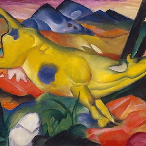 Franz Marc : Yellow Cow (1911) Museum Quality Rolled Oil Painting Reproduction (D4560)