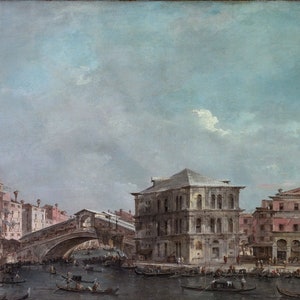 Francesco Guardi - The Grand Canal above the Rialto 1760s Museum Quality Rolled Oil Painting Reproduction (D3560)
