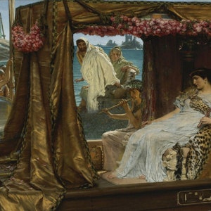 Lawrence Alma-Tadema - The Meeting of Anthony and Cleopatra (1885) Museum Quality Rolled Oil Painting Reproduction (D4060)