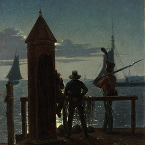 Martinus Rørbye - Vista das muralhas da cidadela em Copenhague, reprodução de pintura a óleo laminada de qualidade de museu pintada à mão (D6050)