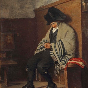 Jacob Isaac Meyer de Haan – Śpiący w synagodze (ok. 1879–1883) Reprodukcja obrazu olejnego w jakości muzealnej (D6045)