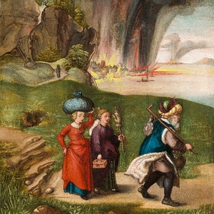Albrecht Dürer Lot and His Daughters 1496 Hand Painted Museum Quality Rolled Oil Painting Reproduction (D6050)