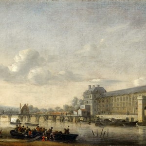 Reinier Nooms - The Seine with the South Facade of the Grand Gallery of the Louvre Museum Quality Rolled Oil Painting Reproduction (D3560)