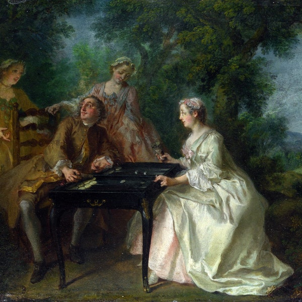 Nicolas Lancret - Les quatre moments de la journée Après-midi 1739-41 Musée Qualité Peinture à l’huile Reproduction (D4560)