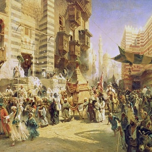 Konstantin Makovsky - The handing over of the Sacred Carpet in Cairo (1876) Museum Quality Rolled Oil Painting Reproduction (D4060)