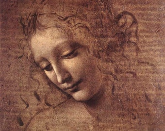 レオナルド ダ ヴィンチ ラ スカピリアータ、乱れた髪の若い女性