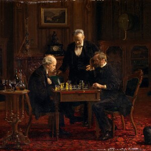 Thomas Eakins - The Chess Players 1876 Museum Quality Rolled Oil Painting Reproduction (D4560)