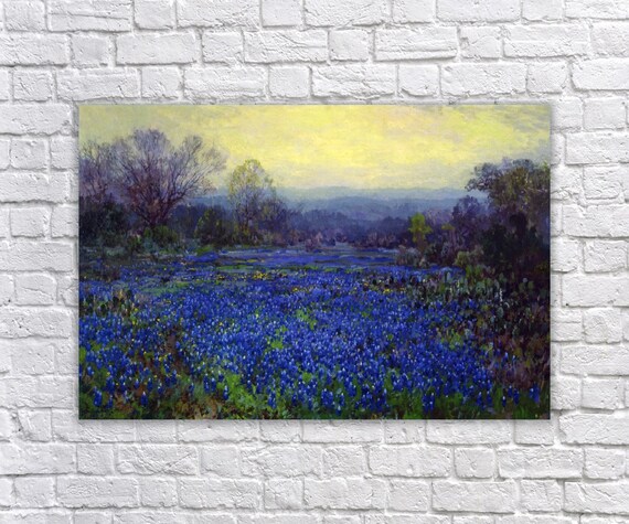 D4060 Julian Onderdonk Bluebonnet Landscape With Cacti Road And Mountain Laurel Oil Painting Museum Quality Reproduction Oil Art Collectibles Efp Osteology Org