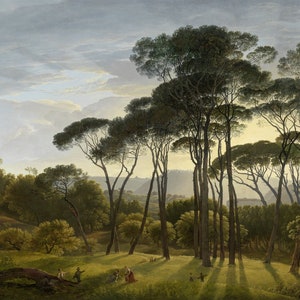 Hendrik Voogd - Italian Landscape with Umbrella Pines (1807) Museum Quality Rolled Oil Painting Reproduction (D4060)