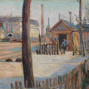 Paul Signac - The Railway Junction near Bois-Colombes (1885-86) Museum Quality Rolled Oil Painting Reproduction (D4060)