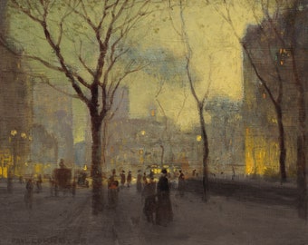 Paul Cornoyer (1864 - 1923) - Plaza Hotel bajo la lluvia, Calidad museo Reproducción de pintura al óleo (D5060)