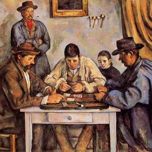 Paul Cezanne - Die Kartenspieler 1894 - 1895 Reproduktion eines gerollten Ölgemäldes (D4560)