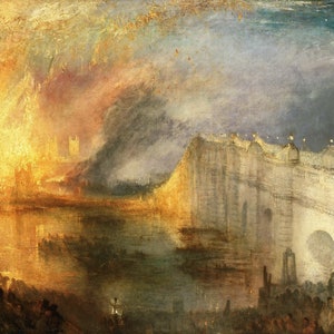 Joseph Mallord William Turner - The Burning of the Houses 1834 Museum Quality Rolled Oil Painting Reproduction (D4560)