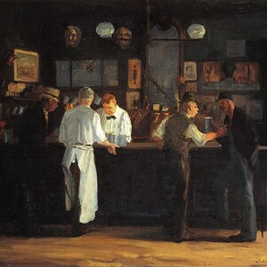 John Sloan - McSorley&#39;s Bar 1912 Museum Quality Rolled Oil Painting Reproduction (D5060)
