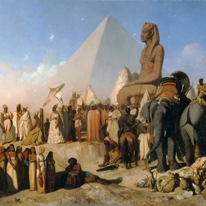 Adrien Guignet - Meeting Between Cambyses II and Psammetichus III (1854) Museum Quality Rolled Oil Painting Reproduction (D3560)