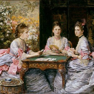 John Everett Millais - Hearts Are Trumps 1872 Museum Quality Rolled Oil Painting Reproduction (D4560)