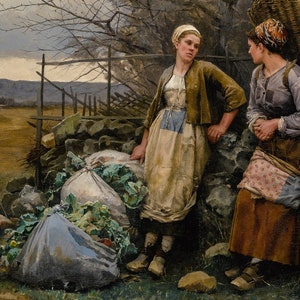 Daniel Ridgway Knight - A Halt (1890) - Rolled Oil Painting Museum Quality Reproduction (D4060)