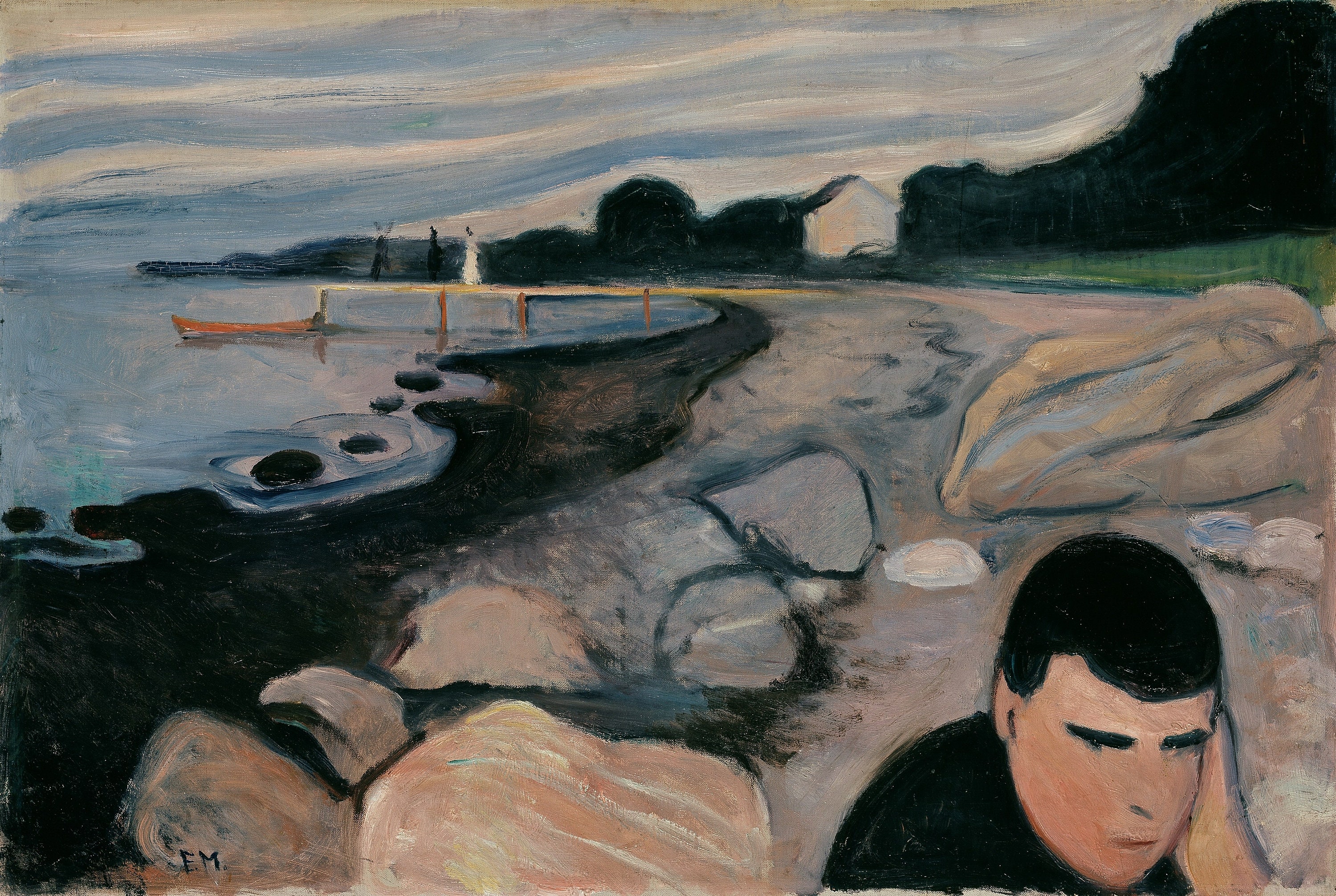 エドヴァルド・ムンク『憂鬱』（1891年）美術館品質のロールド油絵複製