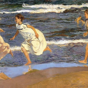 Joaquín Sorolla y Bastida - Corriendo por la playa, 1908, reproducción de pintura al óleo de calidad de museo (D3560)