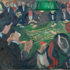 エドヴァルド・ムンク「モンテカルロのルーレット台で」（1892年）美術館品質のロールド油絵複製（D4060）