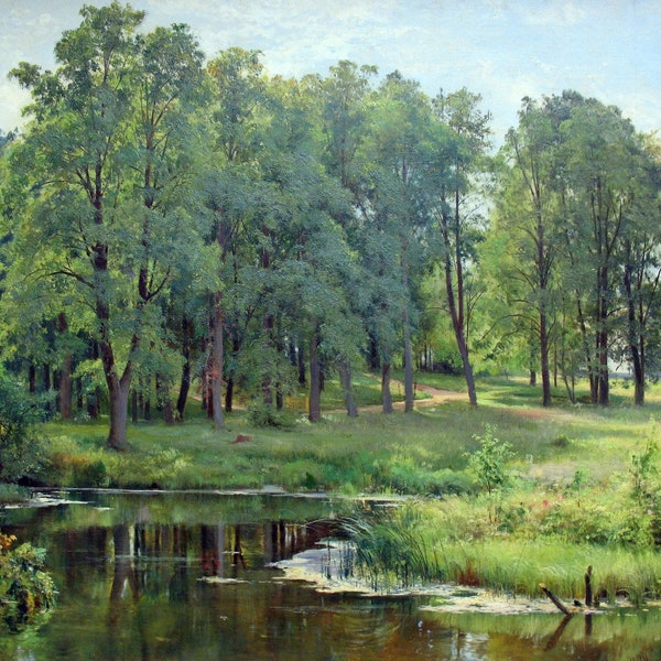 Ivan Shishkin - Dans le parc 1897 Musée Qualité Peinture à l’huile Reproduction (D4560)