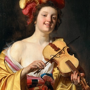 Gerrit van Honthorst - A Woman Playing the Violin (1626) Museum Quality Rolled Oil Painting Reproduction (D6045)