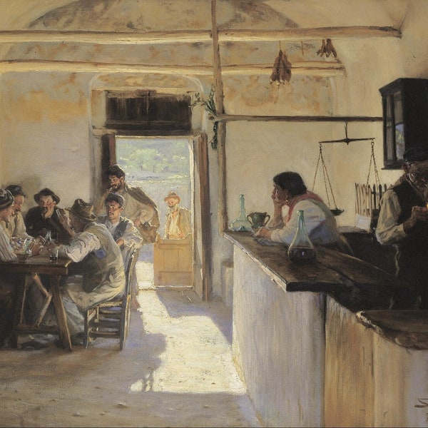 Peder Severin Krøyer - Taverne à Ravello 1890 Musée Reproduction de peinture à l’huile de qualité (D5060)