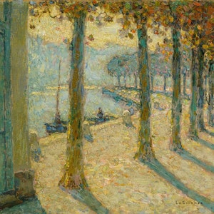 Henri le Sidaner - Les Arbres de la Rive, Quimperlé 1923 Reproduction de peinture à l'huile laminée de qualité muséale (D5060)