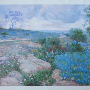 15% OFF Julian Onderdonk Texas Landscape with Bluebonnets Painting 27,5&quot;x20&quot; | 70x50cm Museum Quality Reproduction