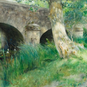 Carl Larsson - Bridge in Grez (1885) - Rolled Oil Painting Museum Quality Reproduction (D4060)