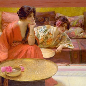 Henry Siddons Mowbray - Idle Hours 1895 Museum Quality Rolled Oil Painting Reproduction (D4560)