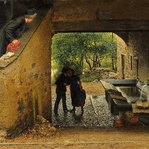 Luigi Monteverde - Caught 1888 Museum Quality Rolled Oil Painting Reproduction (D4560)