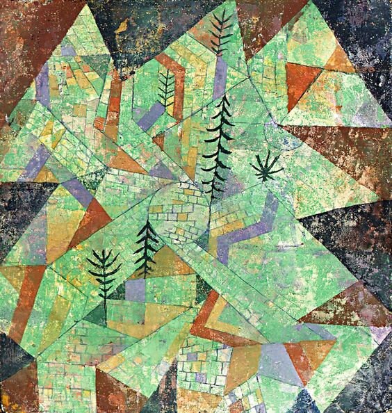 Paul Klee : Wald Bau (1921) Hand Painted Museum Quality Rolled Oil Painting Reproduction (D50)