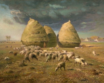 ジャン＝フランソワ・ミレー - 干し草の山、秋 1874 年頃 美術館品質の